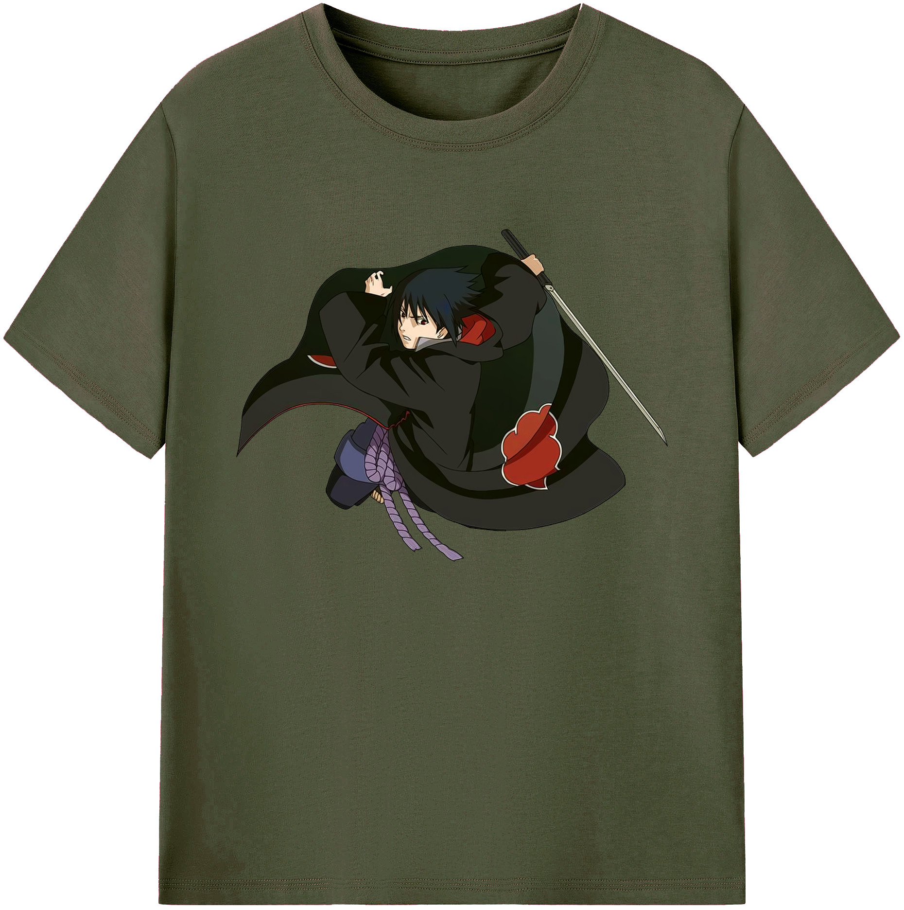 （画像用） NARUTO -ナルト- うちは サスケ Uchiha Sasuke 綿100％ メンズ半袖Tシャツ｜肌触りやわらか＆通気性